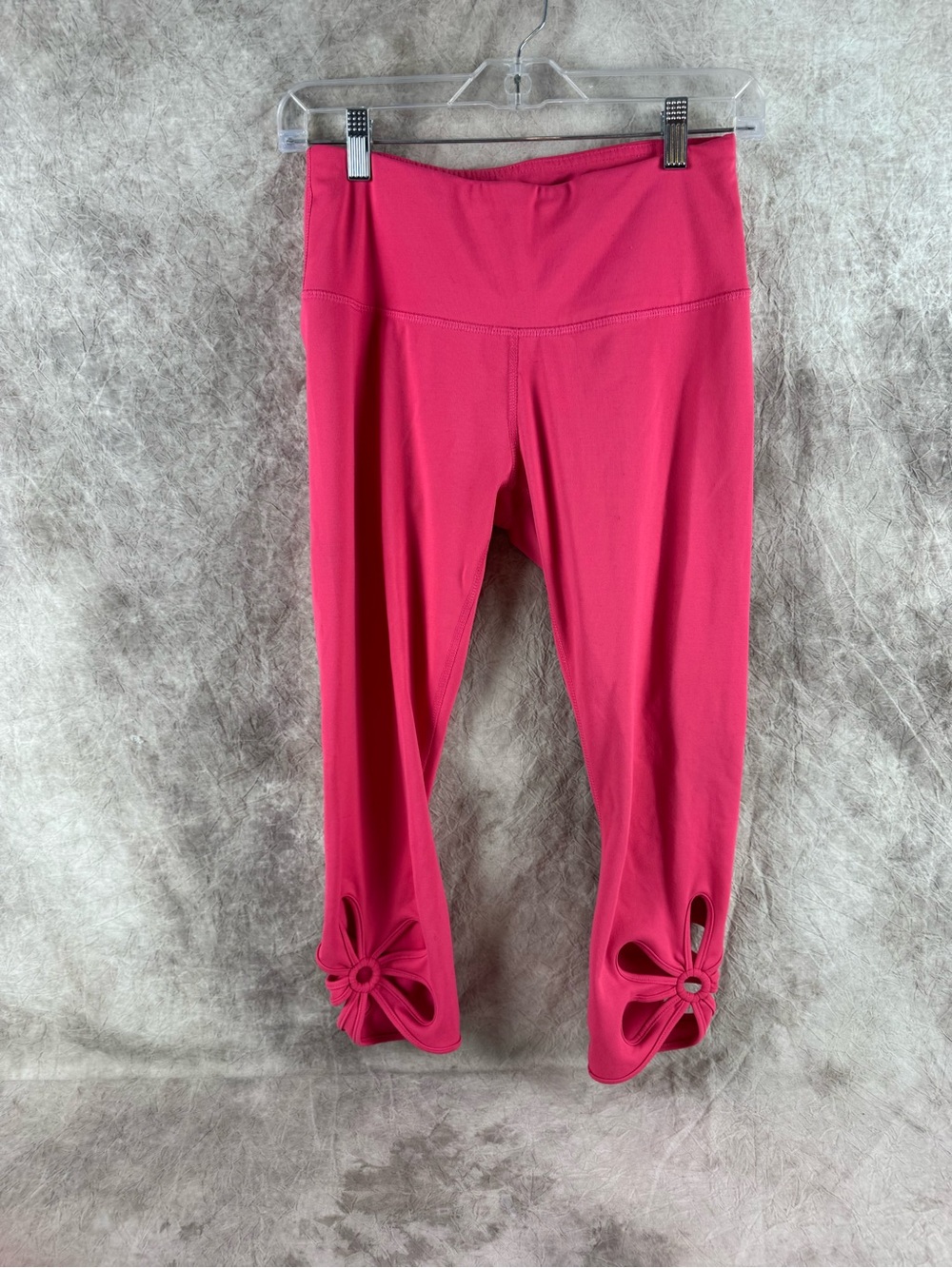 Yogalicious Bright Pink Capri Leggings with Flower Hem